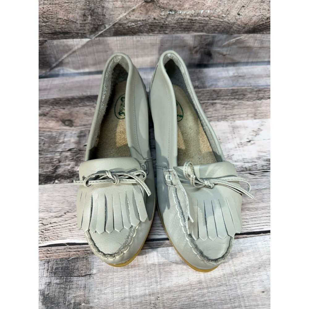 Vintage Bass Leather Tassel Loafers Shoes Women Gray Silver Size 5.5 - Picture 10 of 15